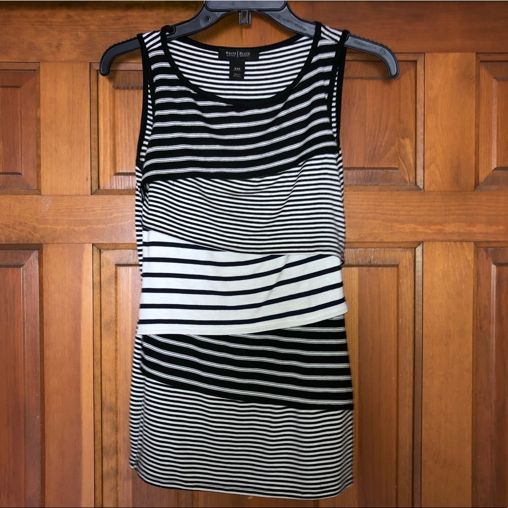 WHBM Black & White Striped Tank